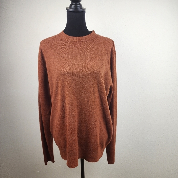 Dockers Classic Crewneck Knit Sweater Men's Size L Burnt Orange Pullover Preppy - Picture 2 of 10